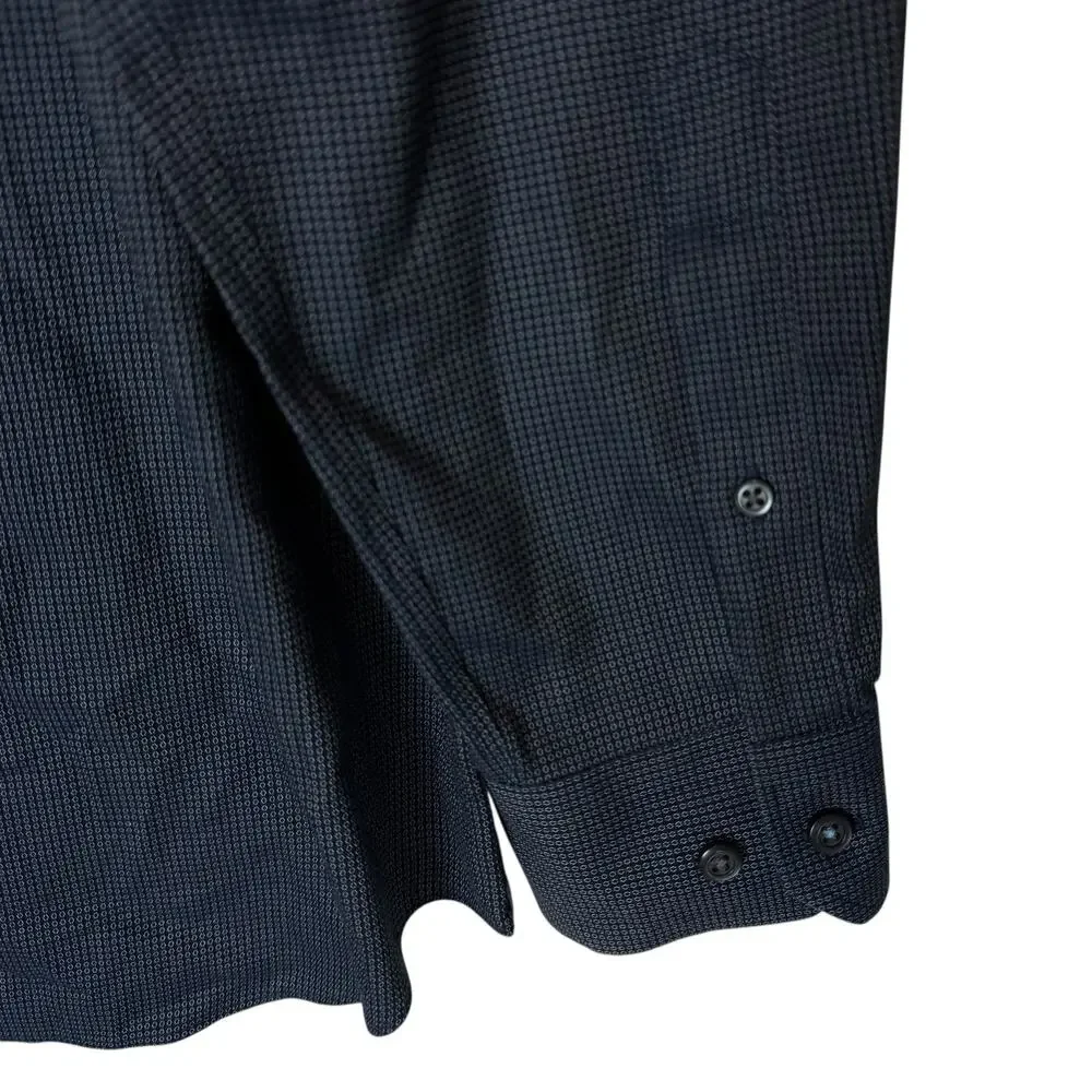 Banana Republic Shirt Men L Blue Small Dot Grant Fit Long‎ Sleeve Button-Up